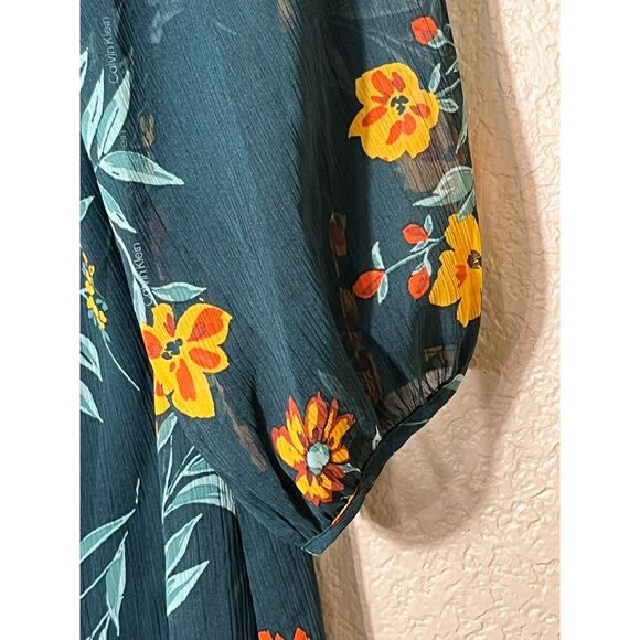 NWT Calvin Klein Forest Green Boho Cottagecore Dress Peasant 10 MSRP $129 - Picture 6 of 10